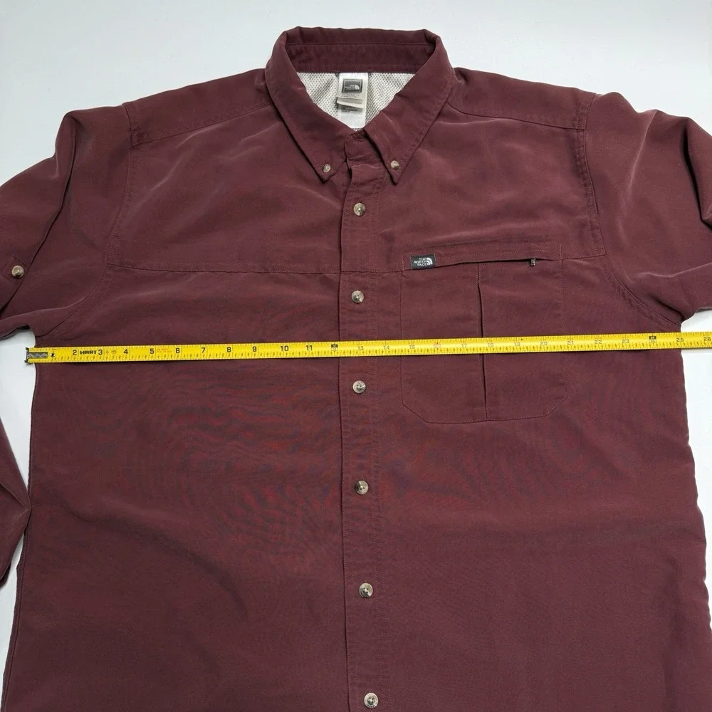 The North Face Mens XL Red Modal Blend Long Sleeve‎ Button Up Outdoor Shirt